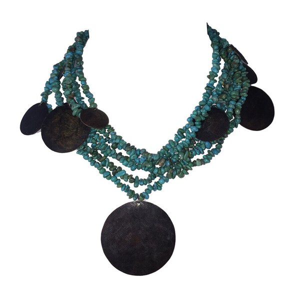 Chan Luu Handmade Sterling Silver Turquoise Nugget Bead Necklace